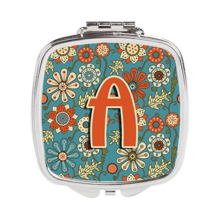Carolines Treasures Carolines Treasures CJ2012-ASCM Letter a Flowers Retro Blue Compact Mirror CJ2012-ASCM